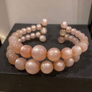 Elegant Pink Moonglow Lucite Coil Bracelet